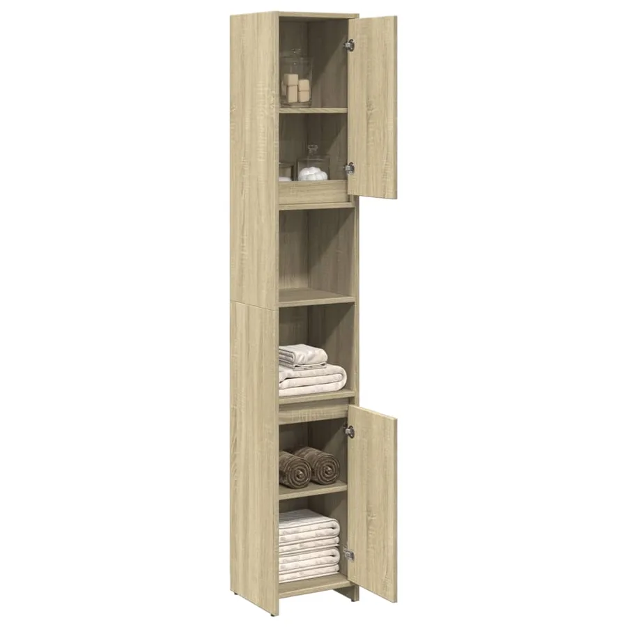 Armoire de salle de bain Chêne sonoma 30x30x183,5 cm Aggloméré - 3