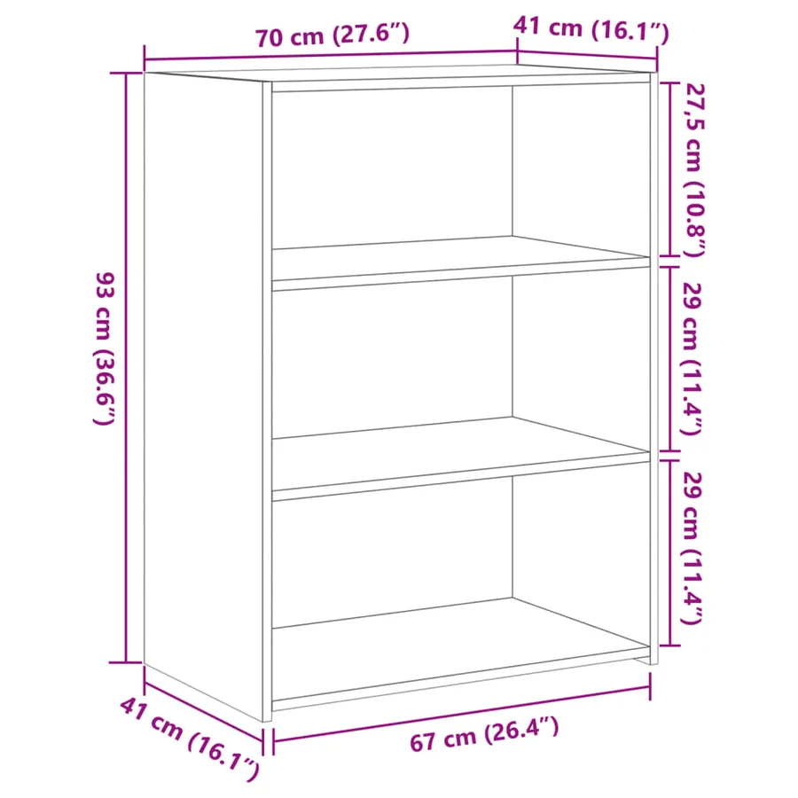 Buffet gris béton 70x41x93 cm bois d'ingénierie - 9