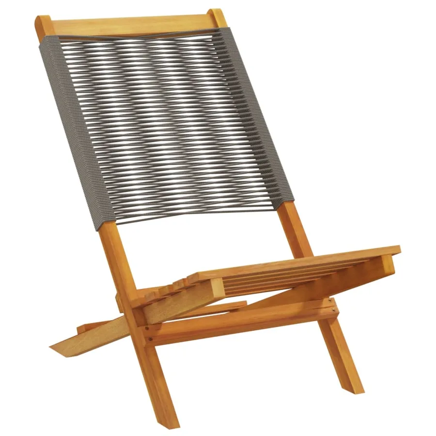 Chaises de jardin lot de 2 gris bois d'acacia et polypropylène - 3