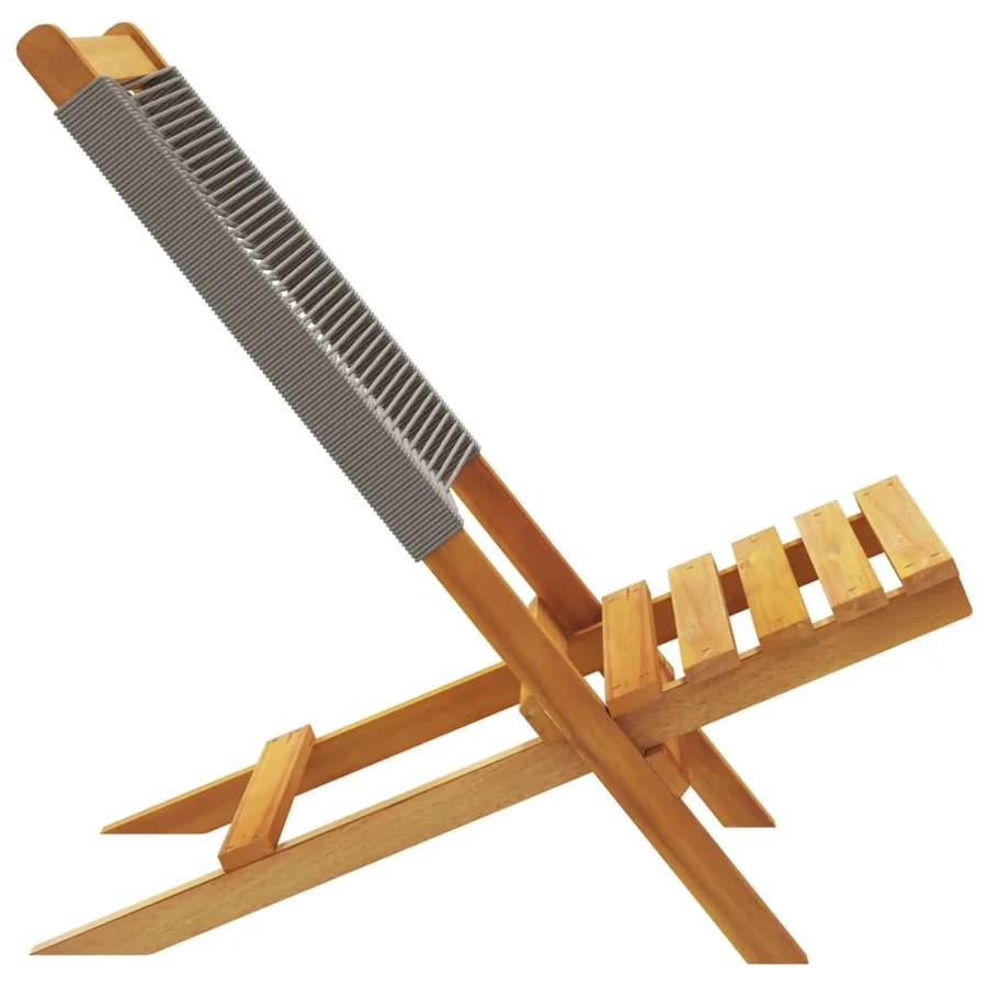 Chaises de jardin lot de 2 gris bois d'acacia et polypropylène - 6