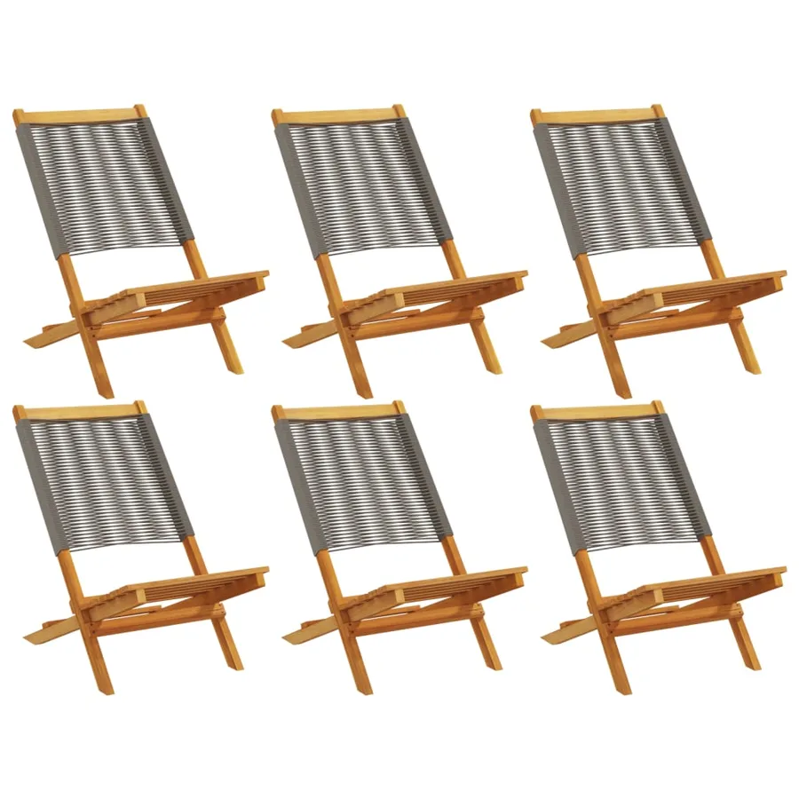 Chaises de jardin pliables lot de 6 gris bois d'acacia massif - 2