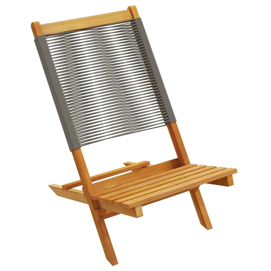 Chaises de jardin pliables lot de 6 gris bois d'acacia massif - 4