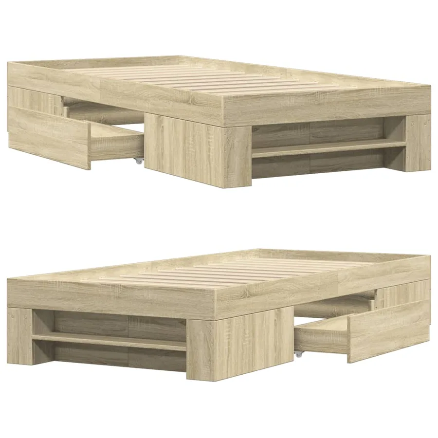 Cadre de lit sans matelas chêne sonoma 75x190 cm - 8