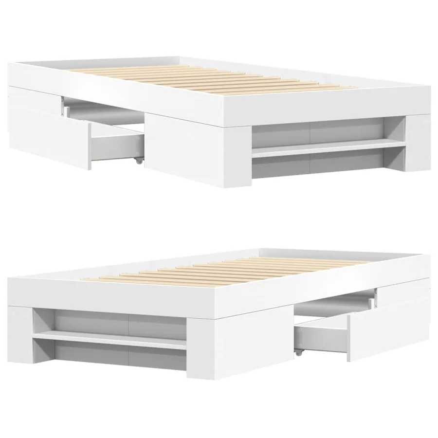 Cadre de lit sans matelas blanc 90x200 cm bois d'ingénierie - 8