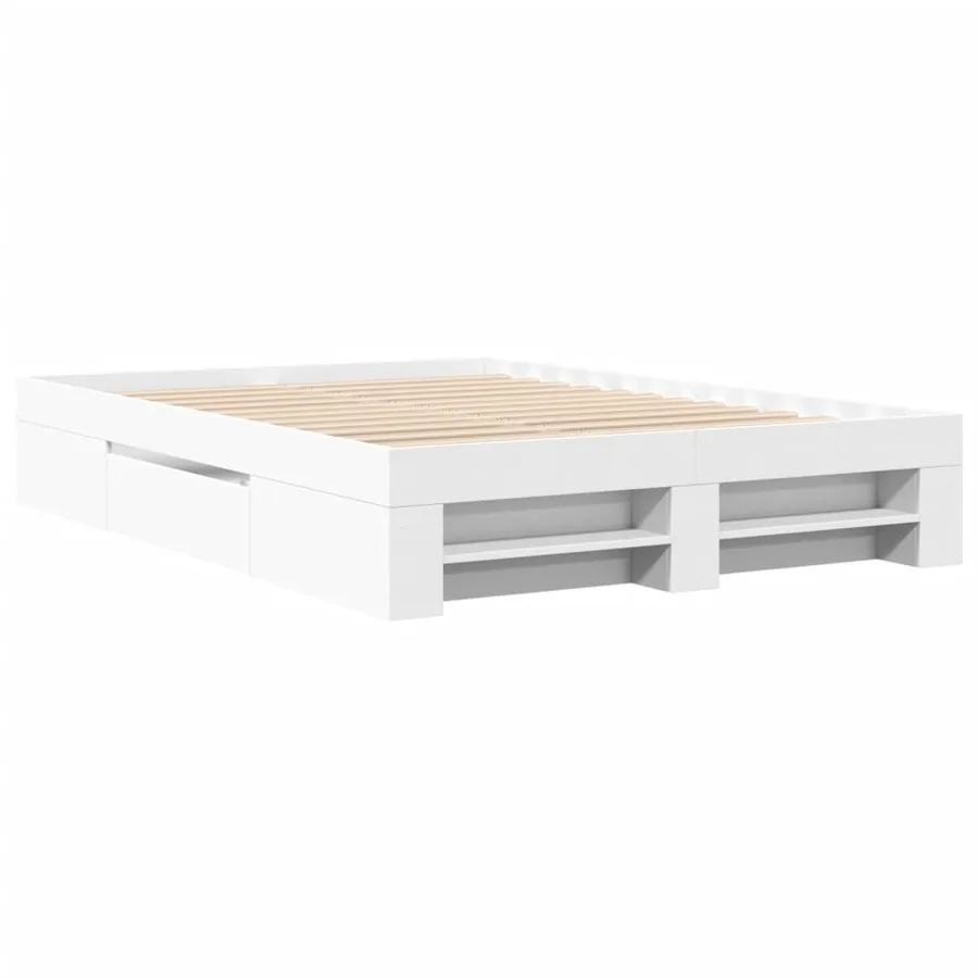 Cadre de lit sans matelas blanc 120x200 cm bois ingénierie - 3