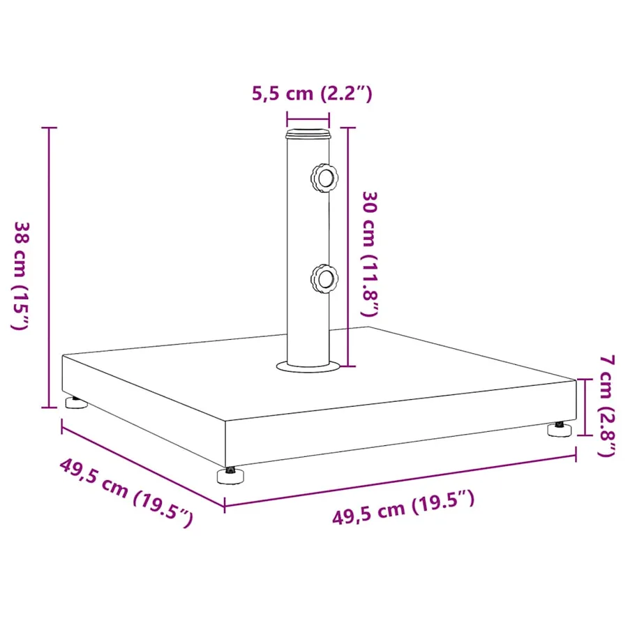 Base de parasol pour mâts Ø32/38/48 mm 28 kg carré - 9