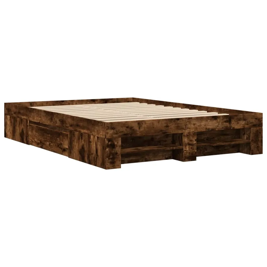 Cadre de lit sans matelas chêne fumé 140x190 cm bois ingénierie - 3