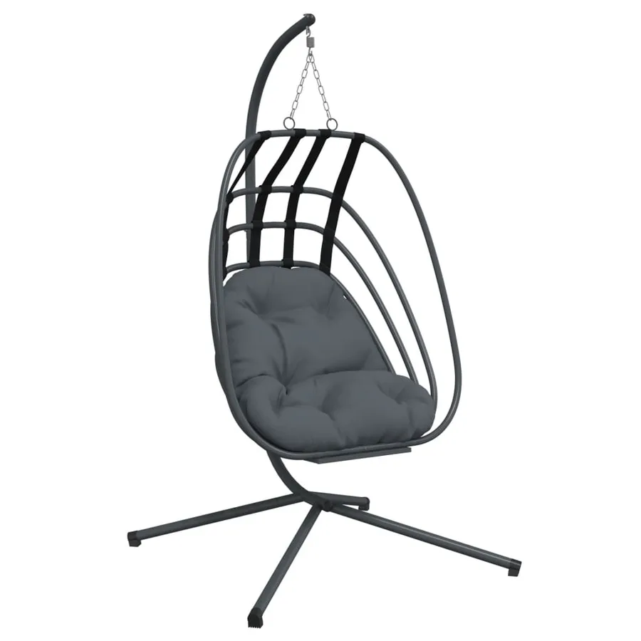 Fauteuil suspendu en forme d'œuf avec support en acier anthracite - 2