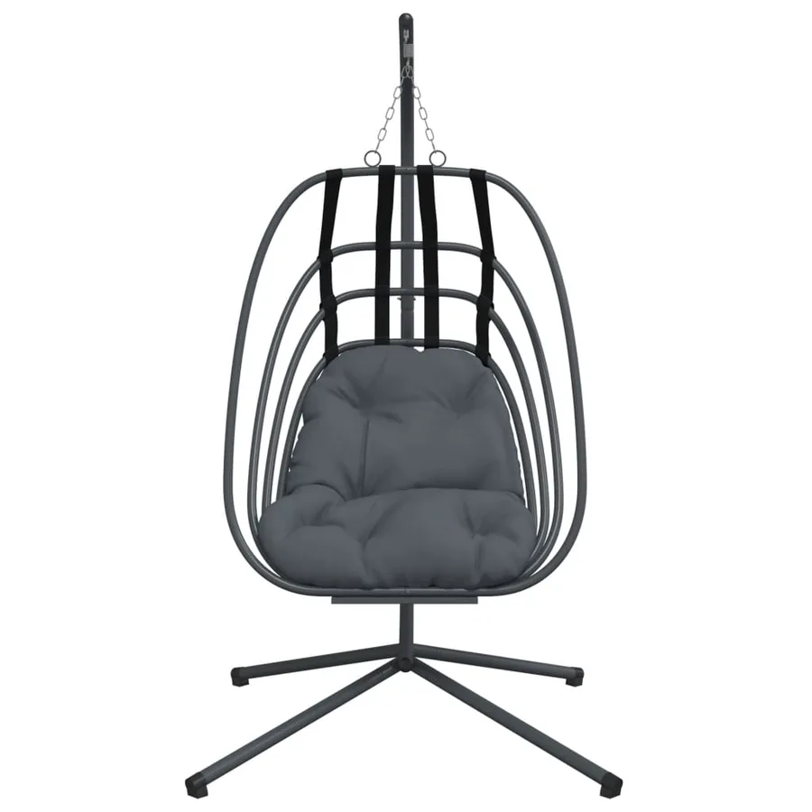 Fauteuil suspendu en forme d'œuf avec support en acier anthracite - 4