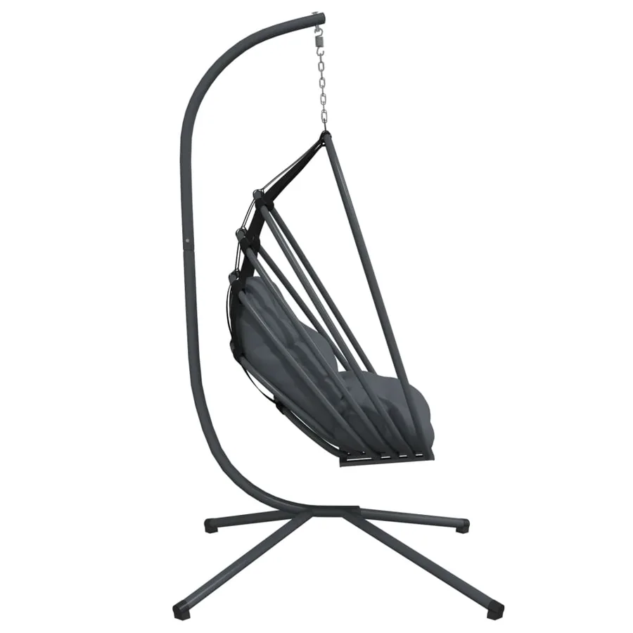 Fauteuil suspendu en forme d'œuf avec support en acier anthracite - 5