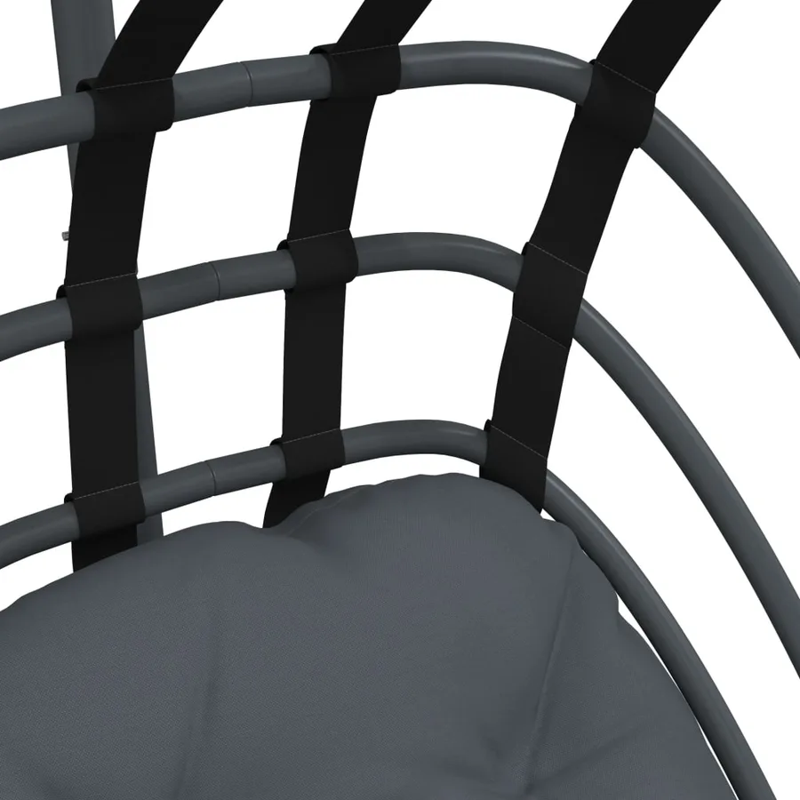 Fauteuil suspendu en forme d'œuf avec support en acier anthracite - 7