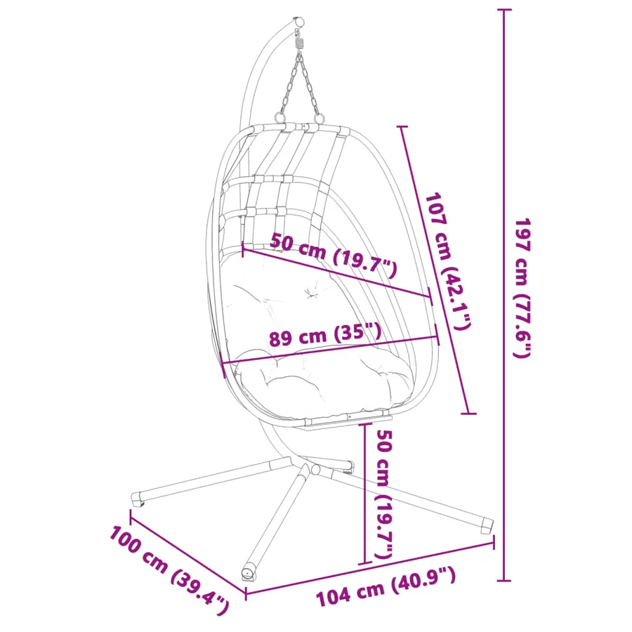 Fauteuil suspendu en forme d'œuf avec support en acier anthracite - 8