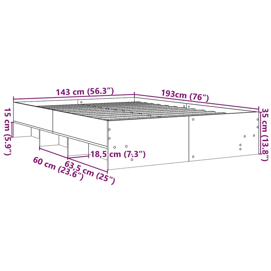 Cadre de lit sans matelas chêne fumé 140x190 cm bois ingénierie - 10