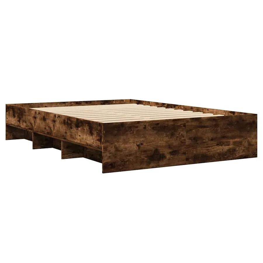 Cadre de lit sans matelas chêne fumé 140x190 cm bois ingénierie - 4