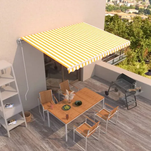 Automatic retractable awning 450x350 cm Yellow and white