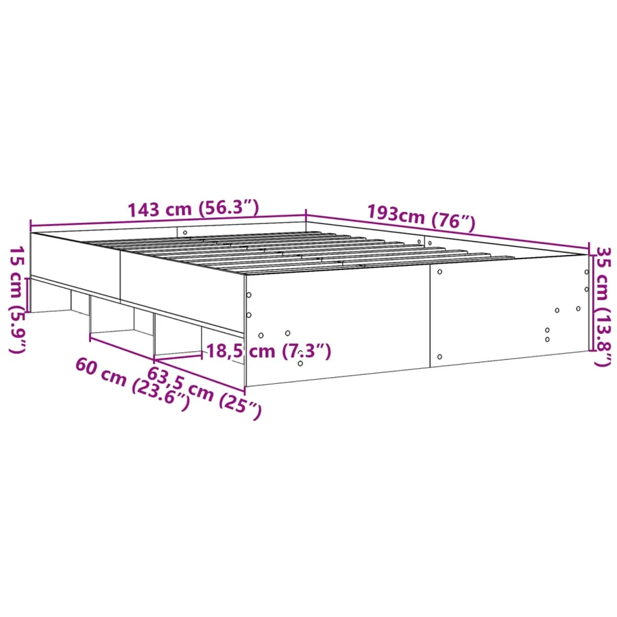 Cadre de lit sans matelas chêne marron 140x190 cm - 10
