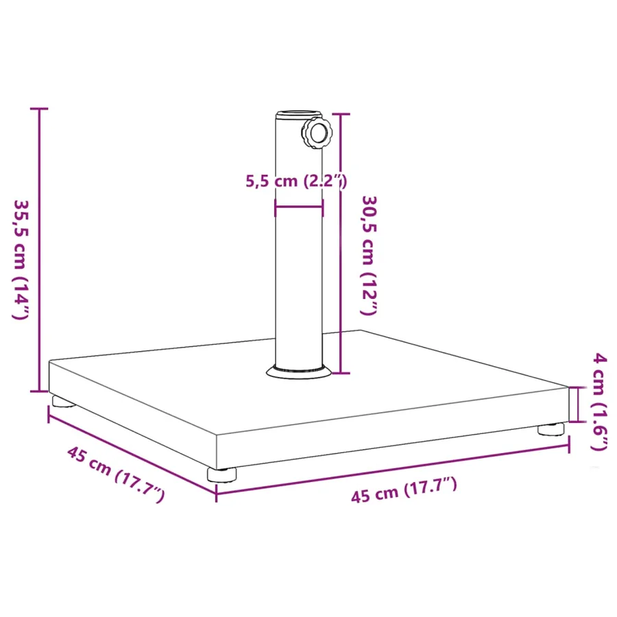 Base de parasol pour mâts Ø32/38/48 mm 18 kg carré - 9