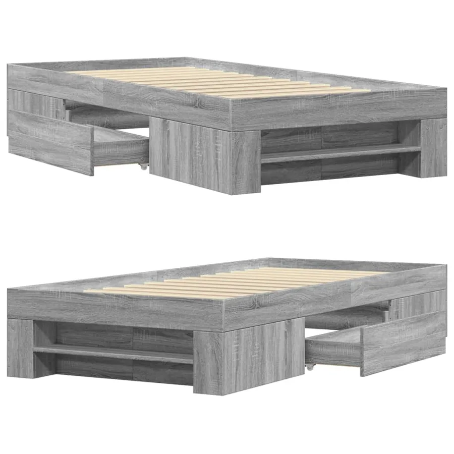 Cadre de lit sans matelas sonoma gris 100x200 cm - 8