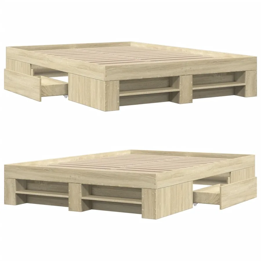 Cadre de lit sans matelas chêne sonoma 140x190 cm - 8