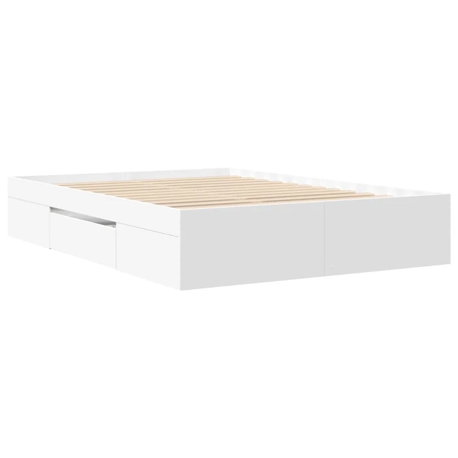 Cadre de lit sans matelas blanc 140x190 cm bois d'ingénierie - 7