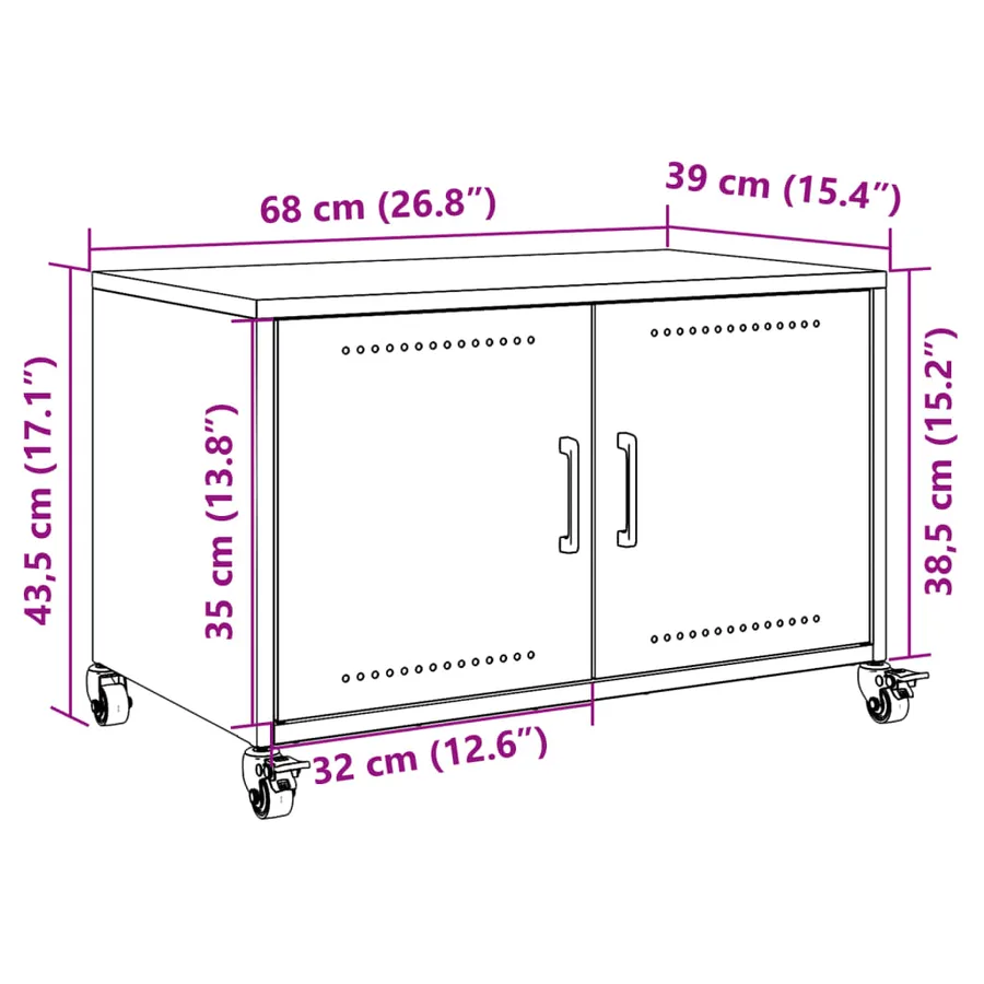 Meuble TV vert olive 68x39x43,5 cm acier - 13