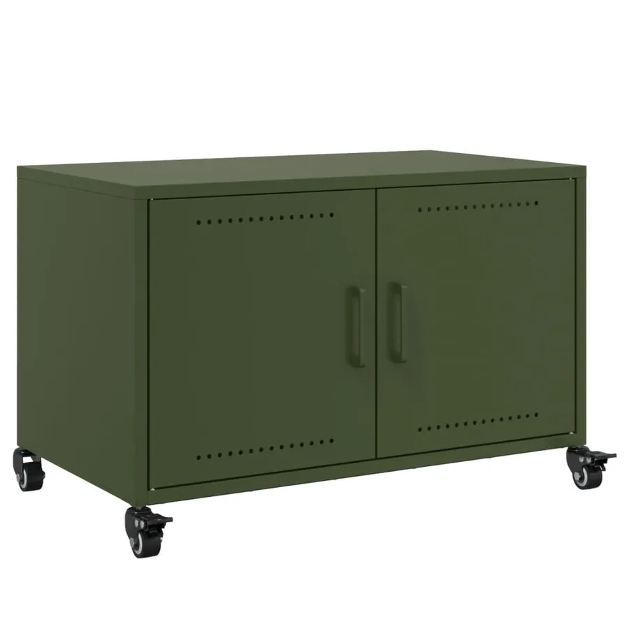 Meuble TV vert olive 68x39x43,5 cm acier - 2