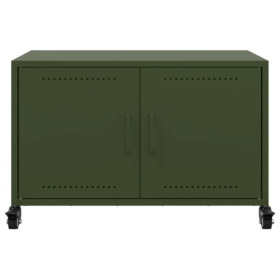 Meuble TV vert olive 68x39x43,5 cm acier - 6
