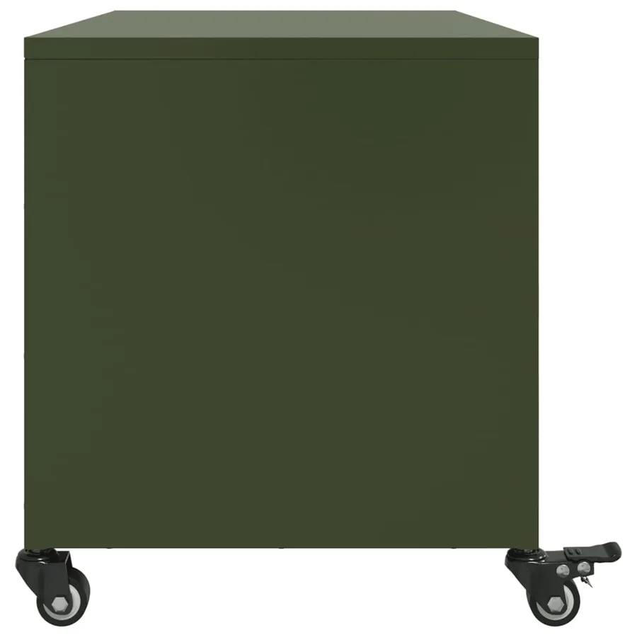 Meuble TV vert olive 68x39x43,5 cm acier - 7