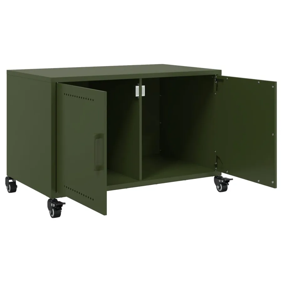 Meuble TV vert olive 68x39x43,5 cm acier - 9