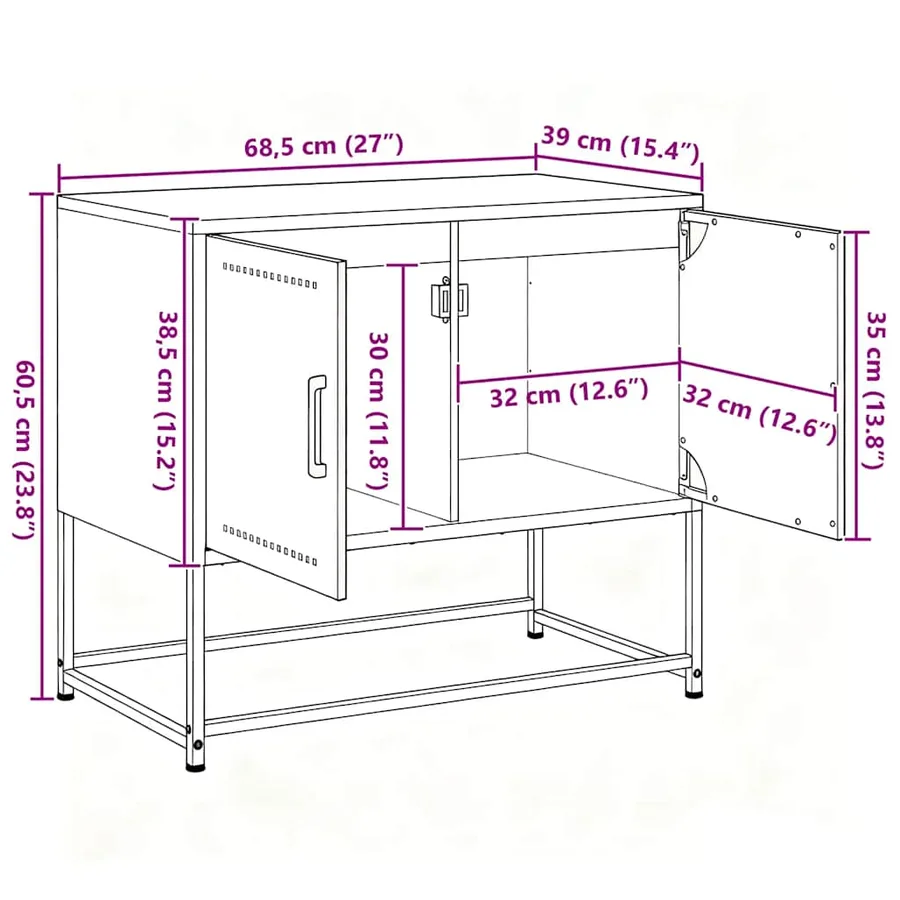Meuble TV vert olive 68,5x39x60,5 cm acier - 12
