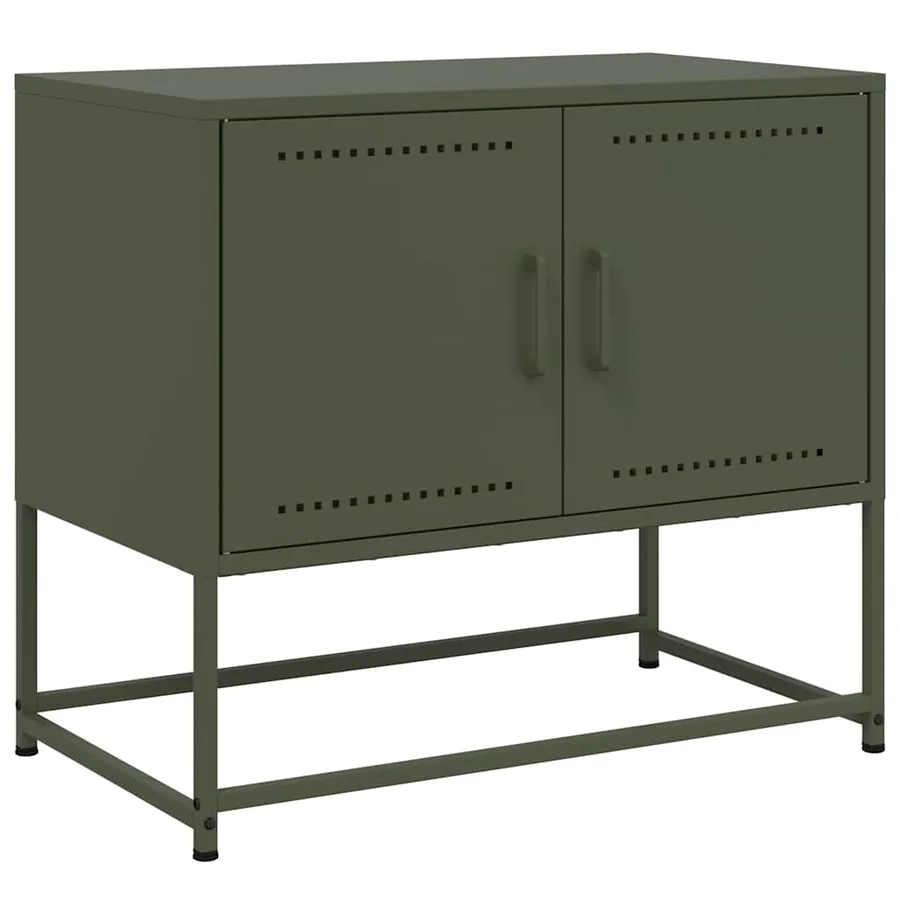 Meuble TV vert olive 68,5x39x60,5 cm acier - 2