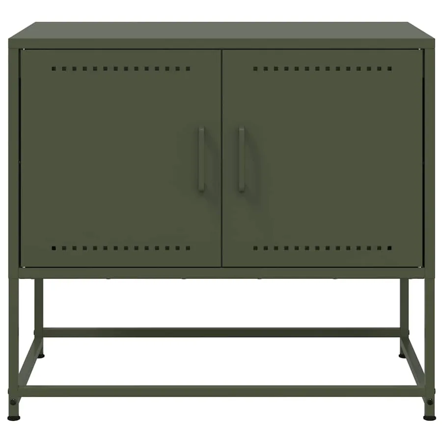 Meuble TV vert olive 68,5x39x60,5 cm acier - 6