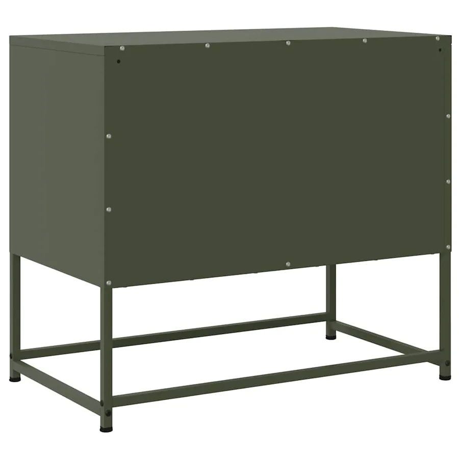 Meuble TV vert olive 68,5x39x60,5 cm acier - 8