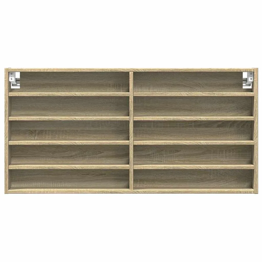 Armoire à vitrine chêne sonoma 100x8,5x50 cm bois d'ingénierie - 4