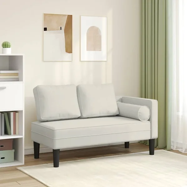 Chaise longue avec coussins crème velours