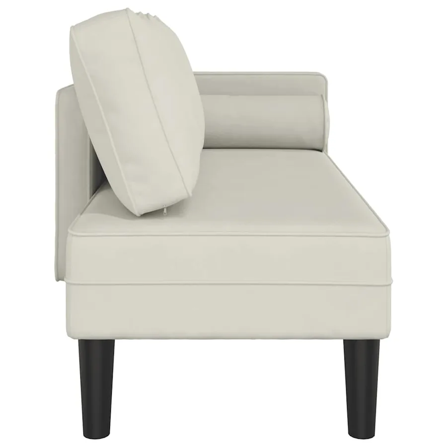 Chaise longue avec coussins crème velours - 4
