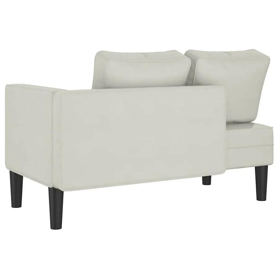 Chaise longue avec coussins crème velours - 5