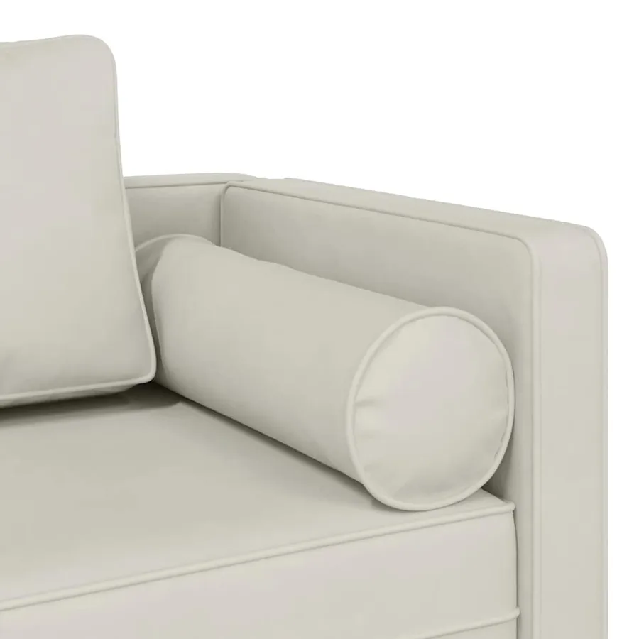 Chaise longue avec coussins crème velours - 6