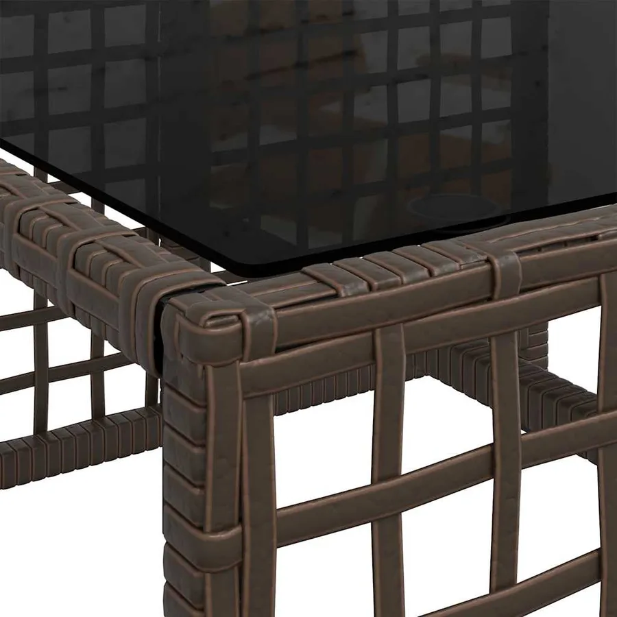 Salon de jardin d'angle et coussins 3 pcs marron résine tressée - 13