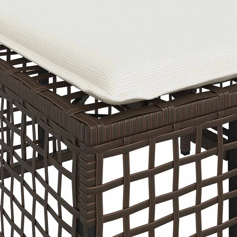 Salon de jardin d'angle et coussins 3 pcs marron résine tressée - 14