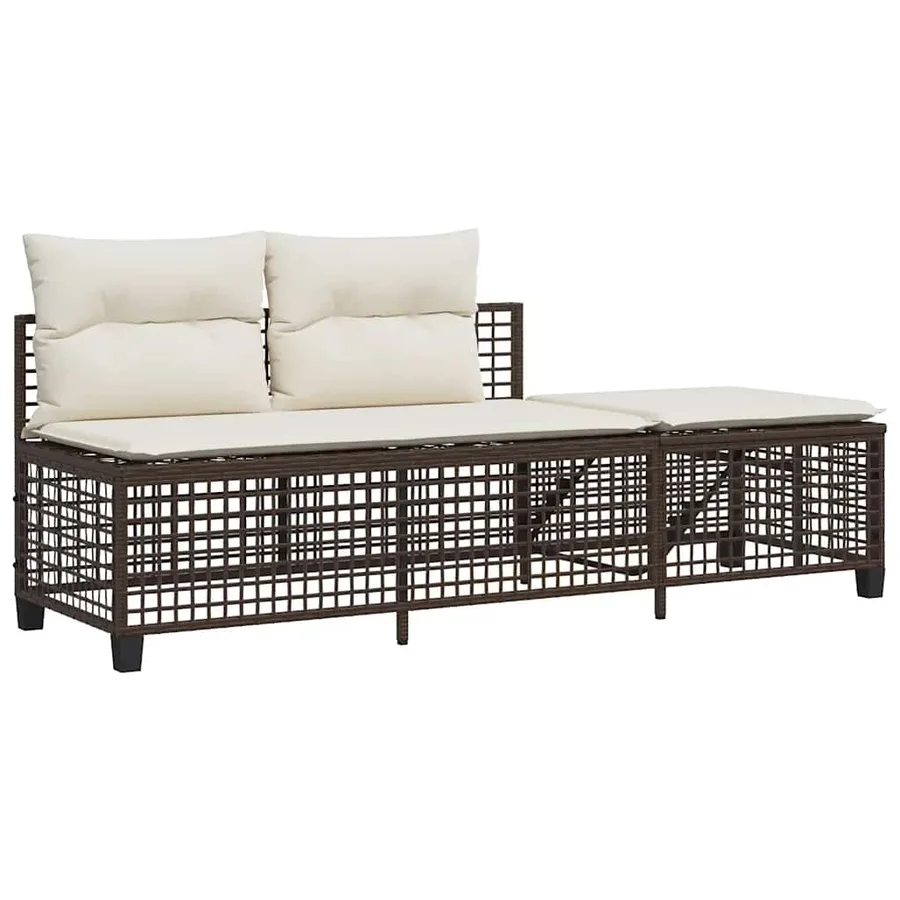 Salon de jardin d'angle et coussins 3 pcs marron résine tressée - 6
