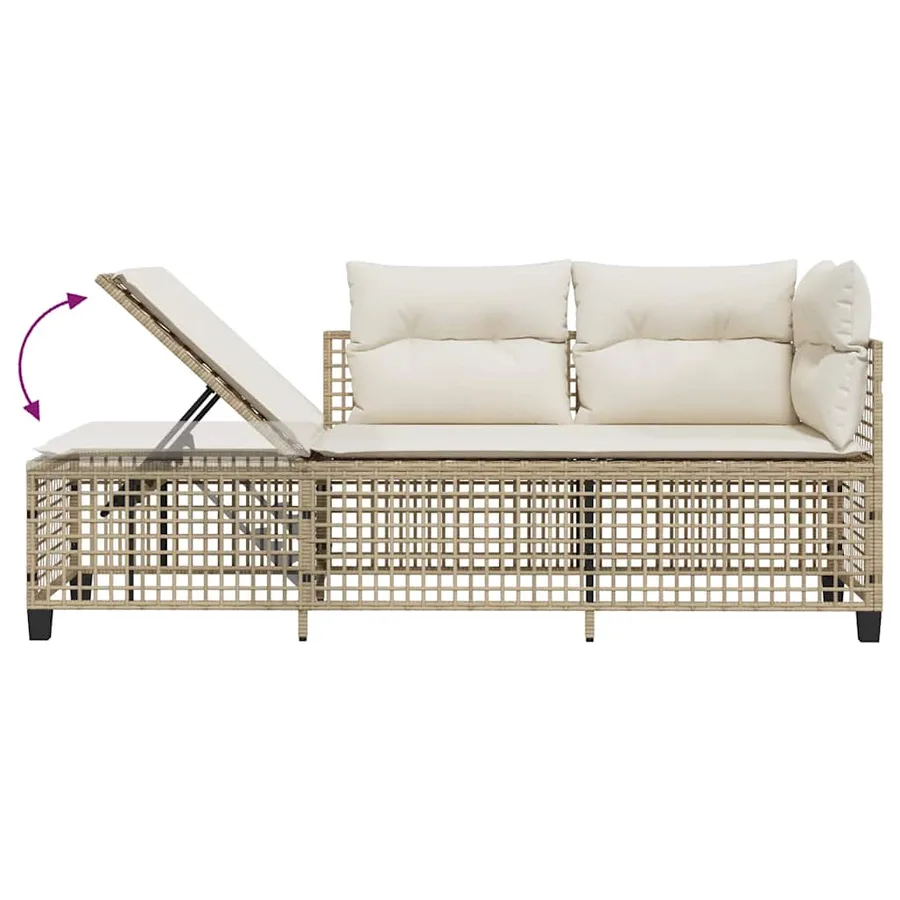 Salon de jardin d'angle avec coussins 3pcs beige résine tressée - 10