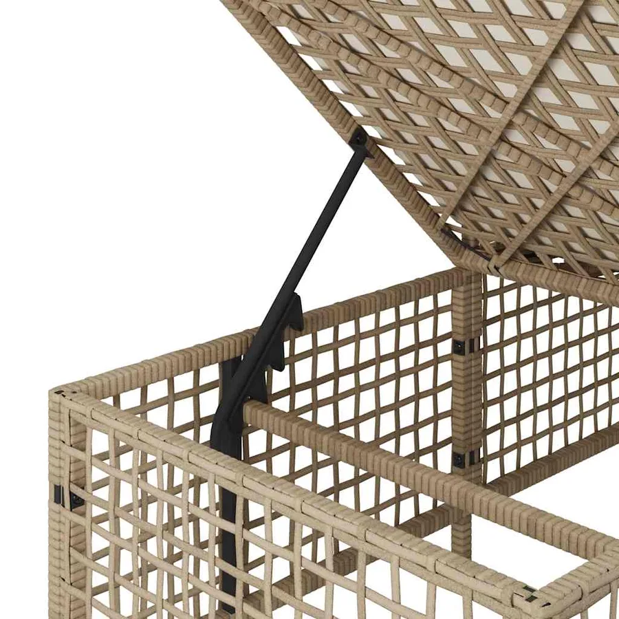 Salon de jardin d'angle avec coussins 3pcs beige résine tressée - 12