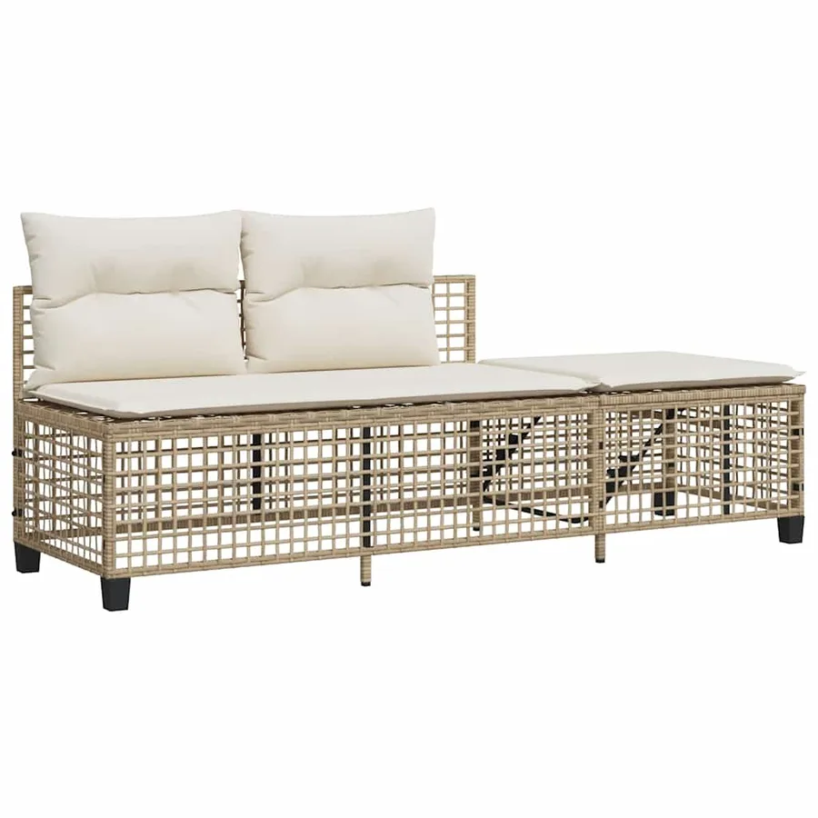Salon de jardin d'angle avec coussins 3pcs beige résine tressée - 6