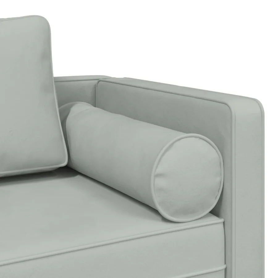 Chaise longue avec coussins gris clair velours - 6