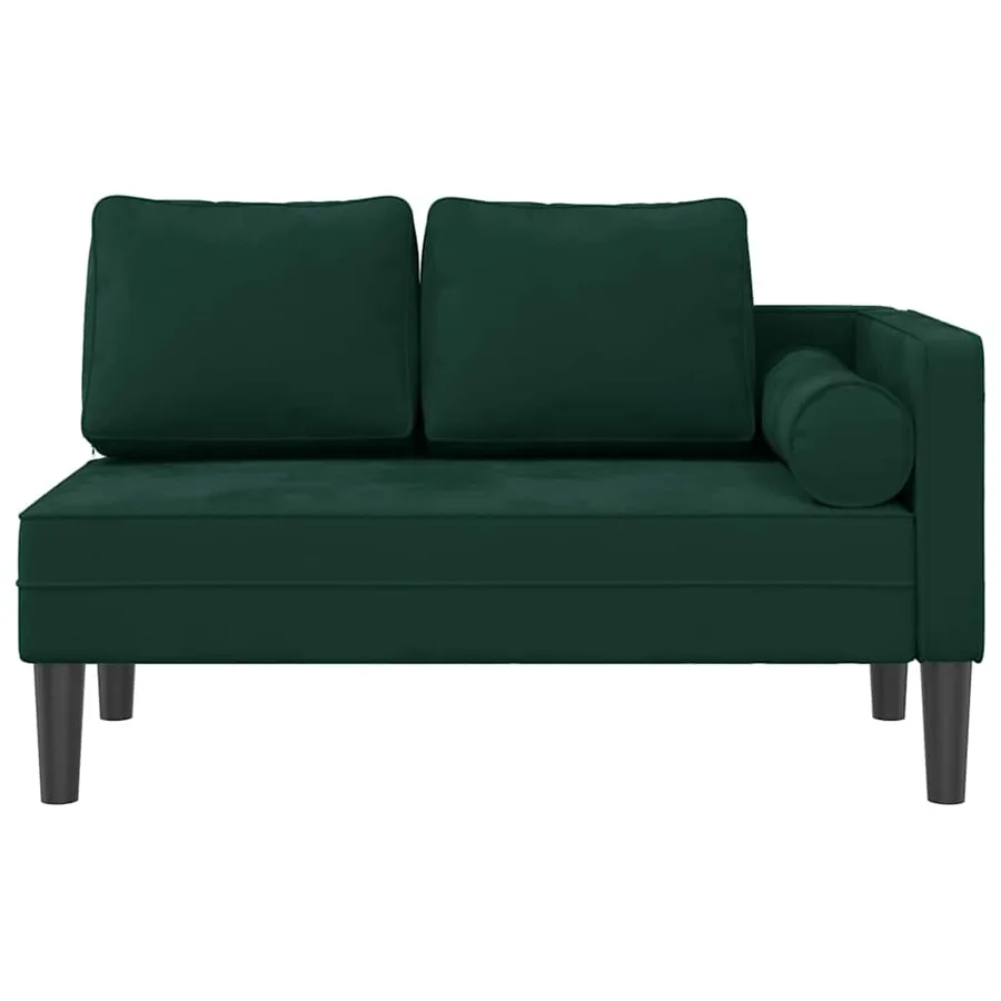 Chaise longue avec coussins vert foncé velours - 3