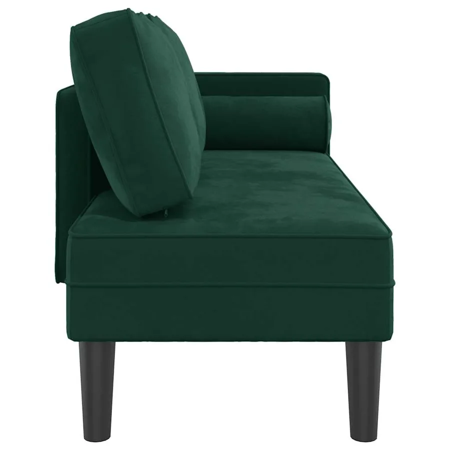 Chaise longue avec coussins vert foncé velours - 4
