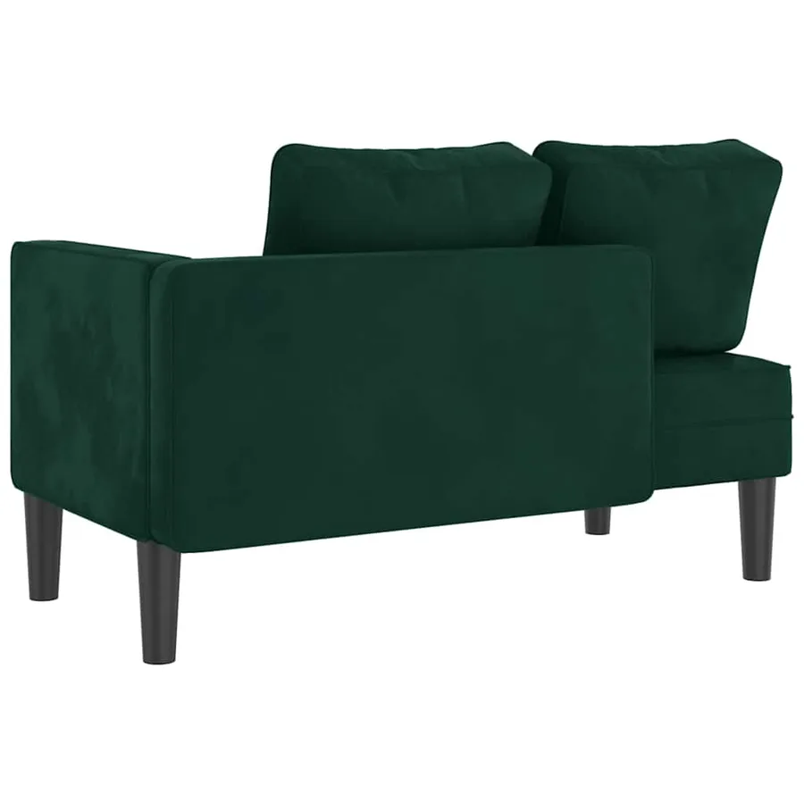 Chaise longue avec coussins vert foncé velours - 5