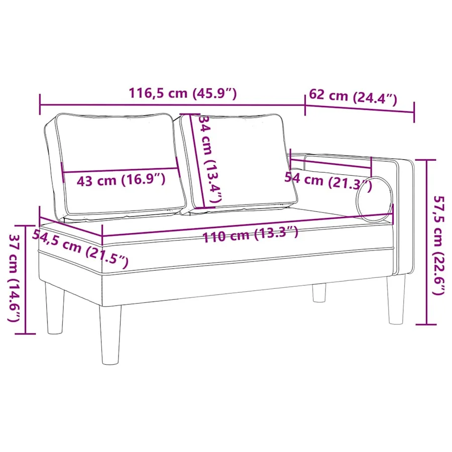Chaise longue avec coussins vert foncé velours - 8