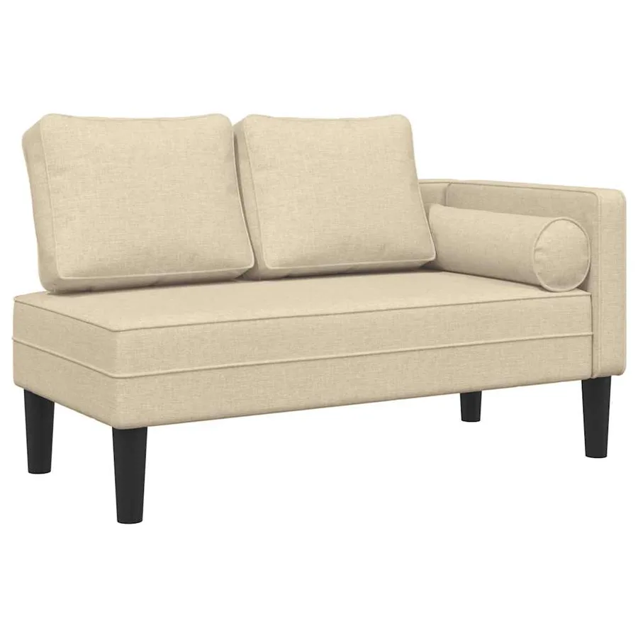 Chaise longue avec coussins crème tissu - 2